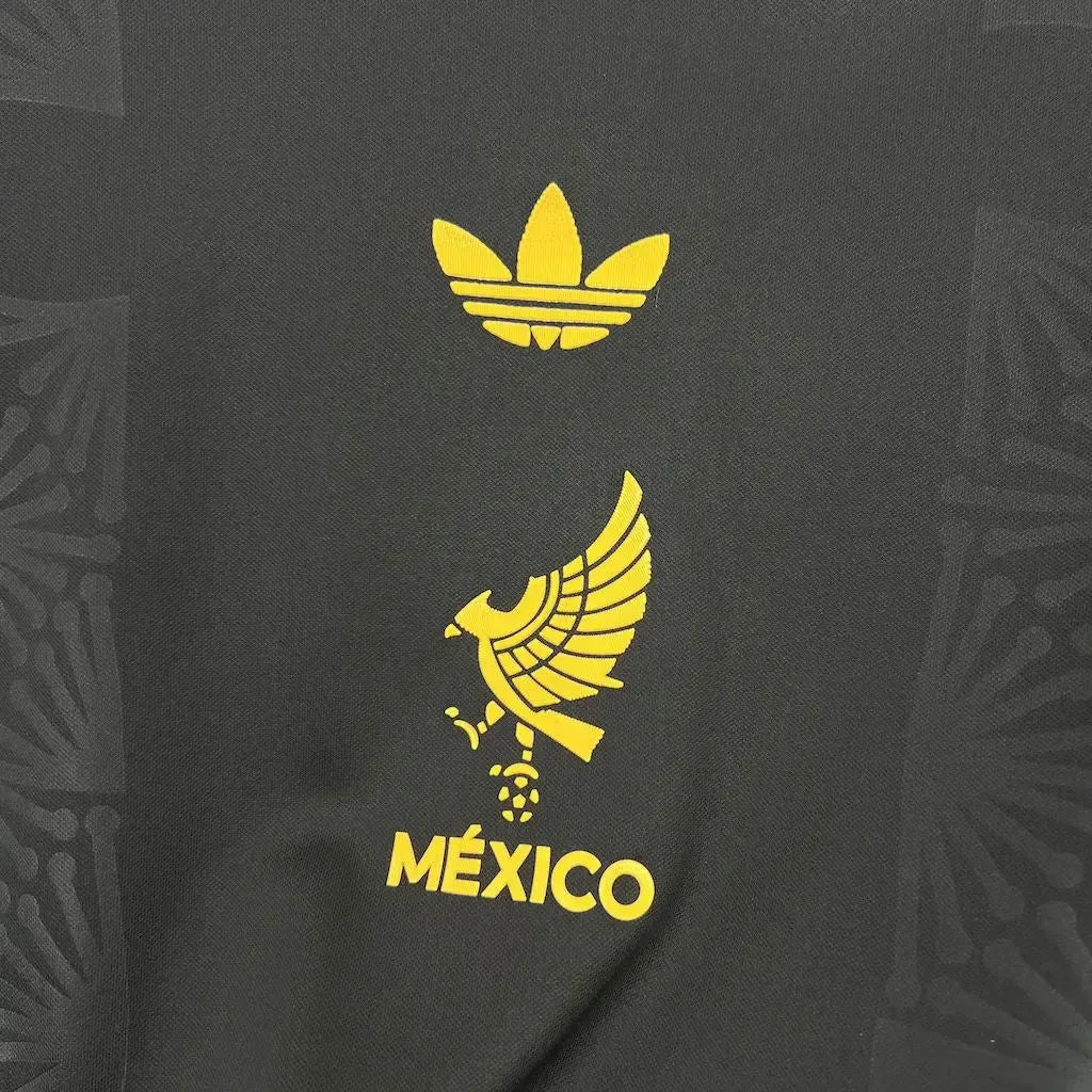 "Camisa México Gold 25/26 - Torcedor Masculina Preta e Dourada - Netmantos"