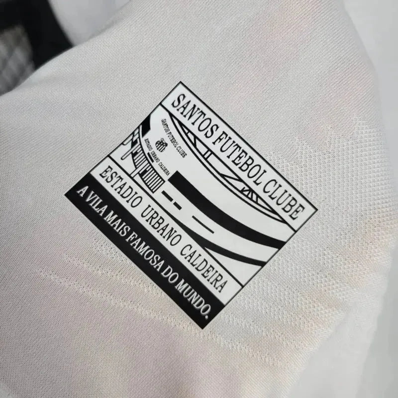 "Camisa Santista Home 24/25 - Torcedor Masculina Branca + Patrocínios - Netmantos"
