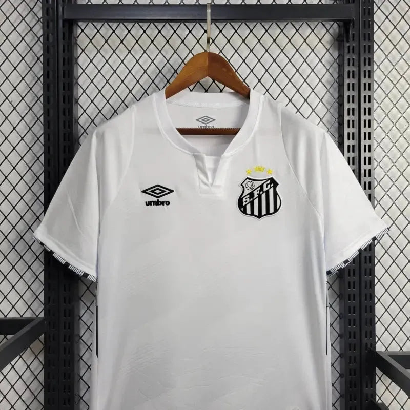 "Camisa Santista Home 24/25 - Torcedor Masculina Branca + Patrocínios - Netmantos"