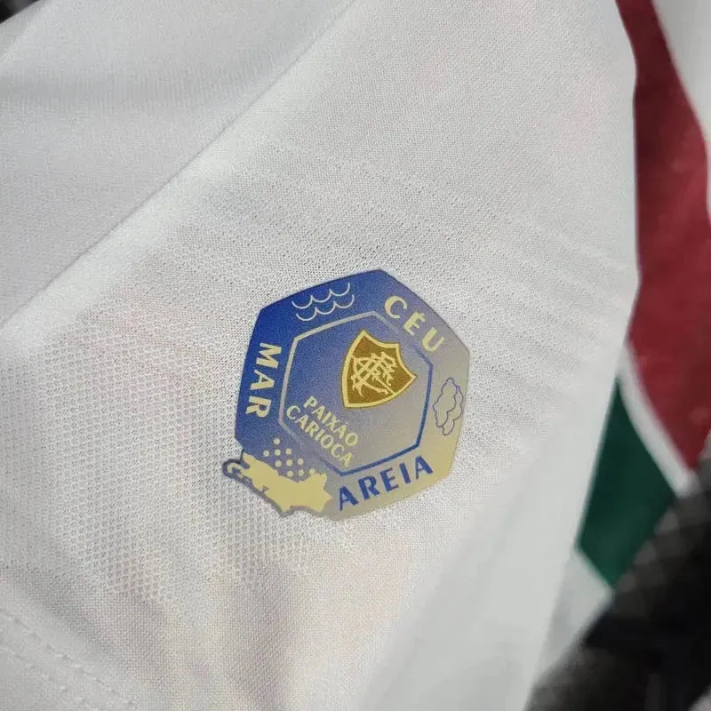 "Camisa Fluminense Away 24/25 - Torcedor Masculina Branca + Patches Libertadores + Patrocínios - Netmantos"