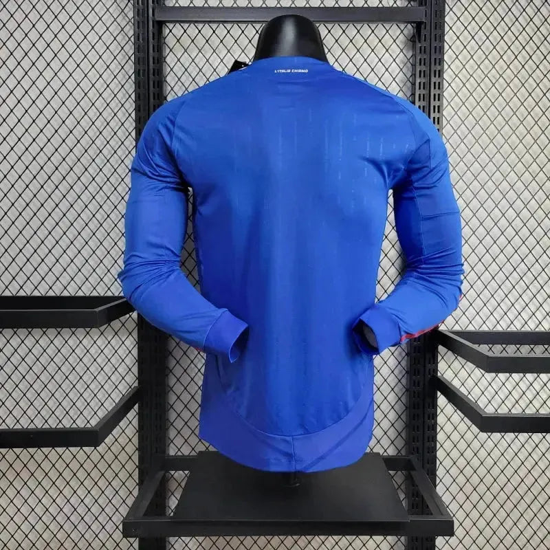 "Camisa Itália Home 24/25 - Jogador Masculina Manga Longa Azul - Netmantos"