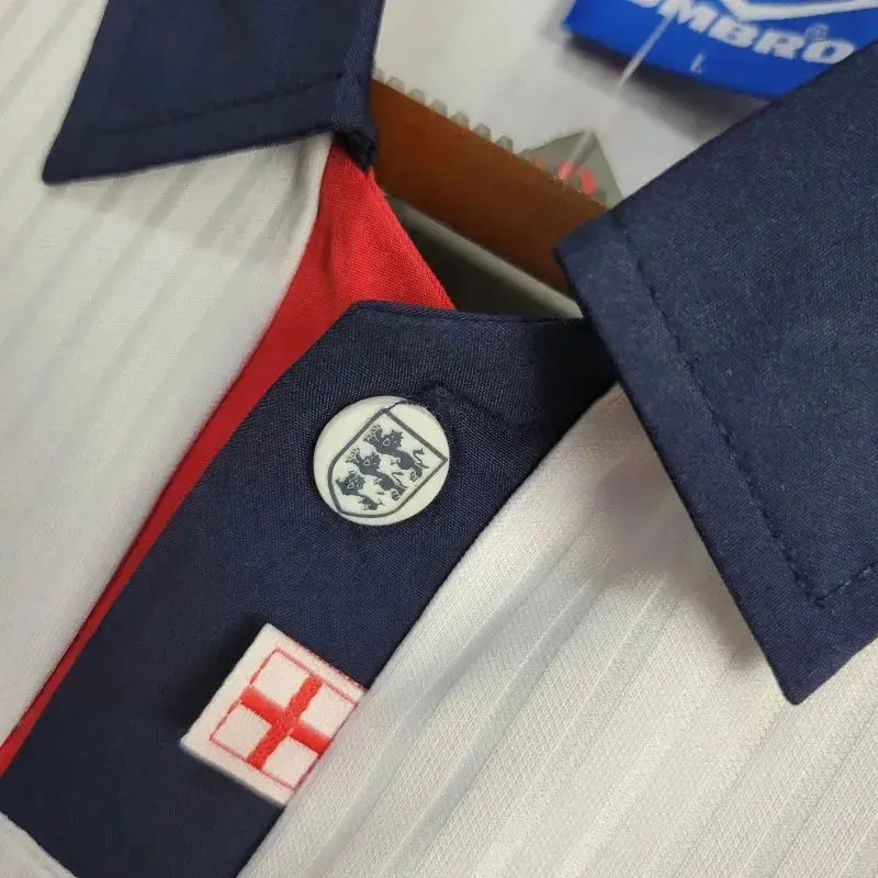 "Camisa Inglaterra Retrô Home 1998 - Torcedor Masculina Branca - Netmantos"