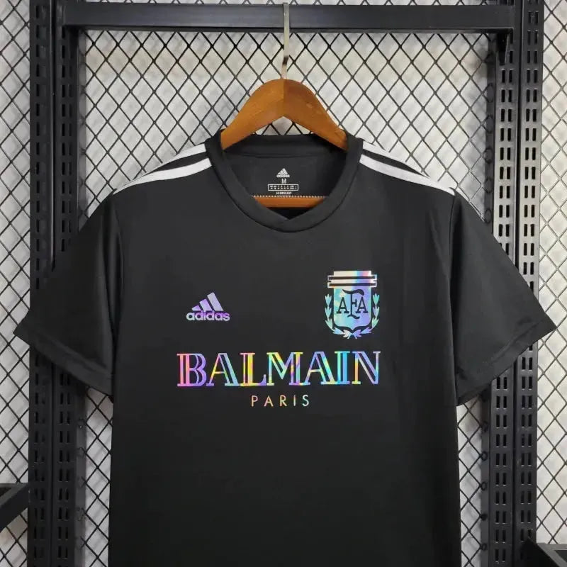 "Camisa Argentina BALMAIN 24/25 - Torcedor Masculina Refletiva Preta - Netmantos"