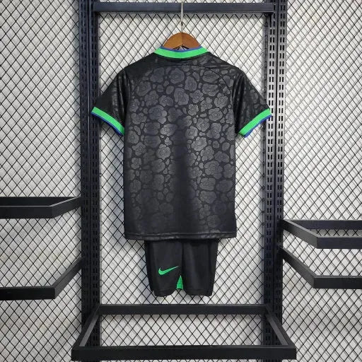 "Camisa Brasil Leopardo 22/23 - Torcedor Infantil Preta e Verde - Netmantos"