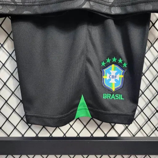 "Camisa Brasil Leopardo 22/23 - Torcedor Infantil Preta e Verde - Netmantos"