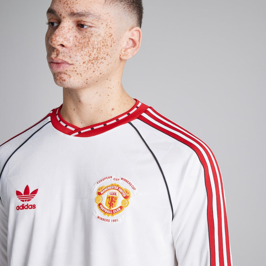 Camisa Manchester United Retrô Away 1991 - Torcedor Masculina Branca Manga Longa