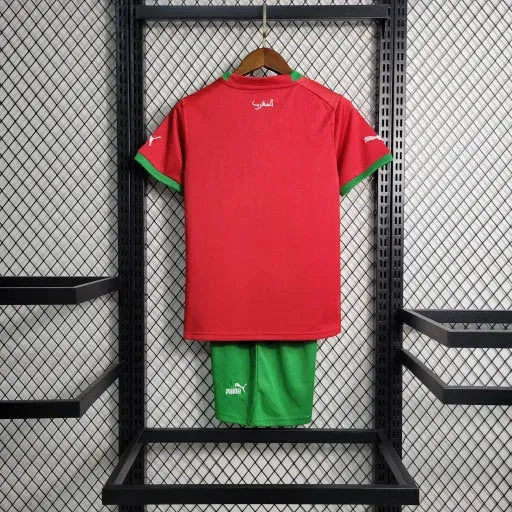 Camisa Marrocos Home 22/23 - Torcedor Infantil Vermelha Verde - Netmantos