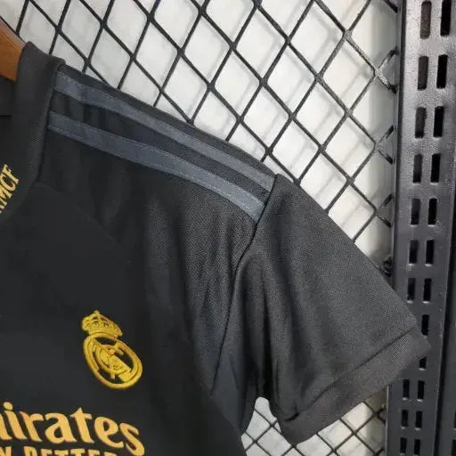 Camisa Real Madrid Away II 23/24 - Torcedor Infantil Preta e Amarela - Netmantos
