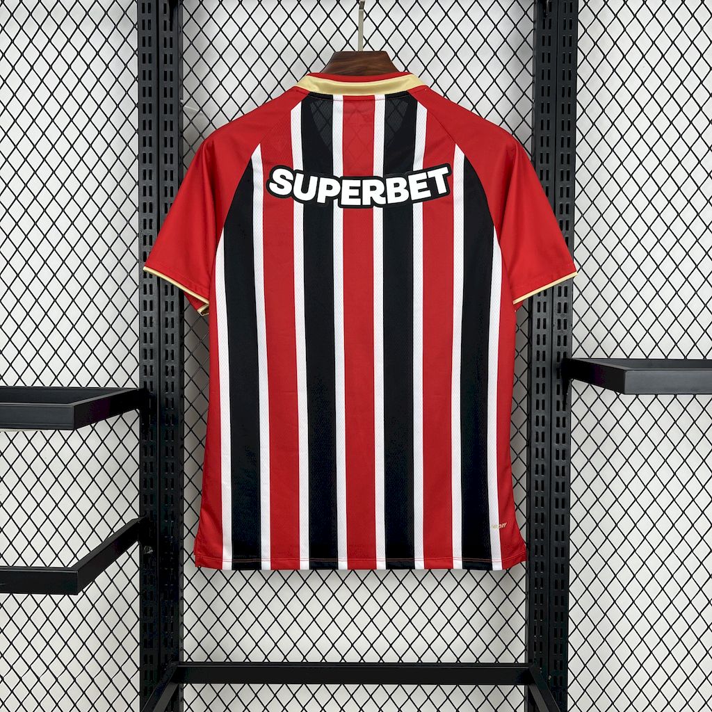 Camisa São Paulo Away 25/26 - Torcedor Masculina Vermelha + Patrocínios