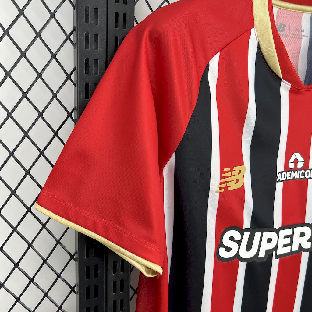 Camisa São Paulo Away 25/26 - Torcedor Masculina Vermelha + Patrocínios