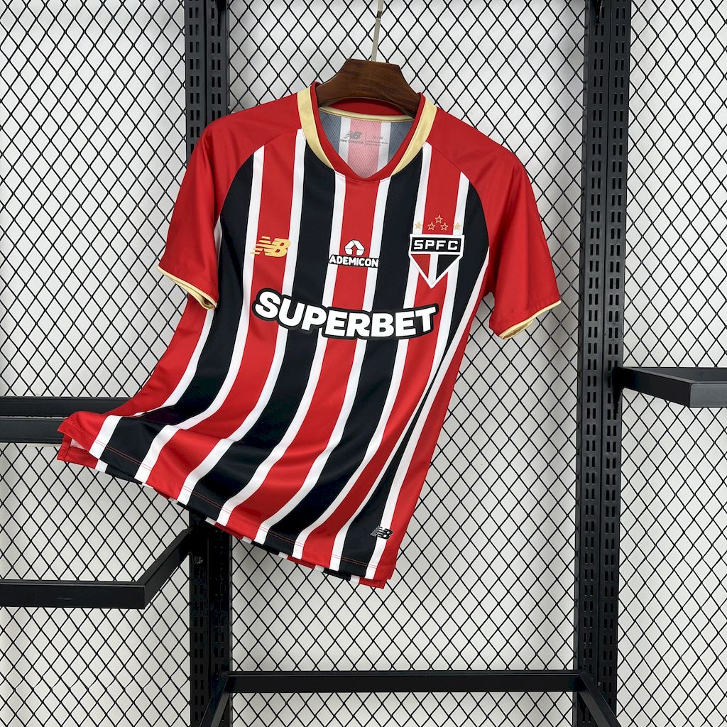 Camisa São Paulo Away 25/26 - Torcedor Masculina Vermelha + Patrocínios