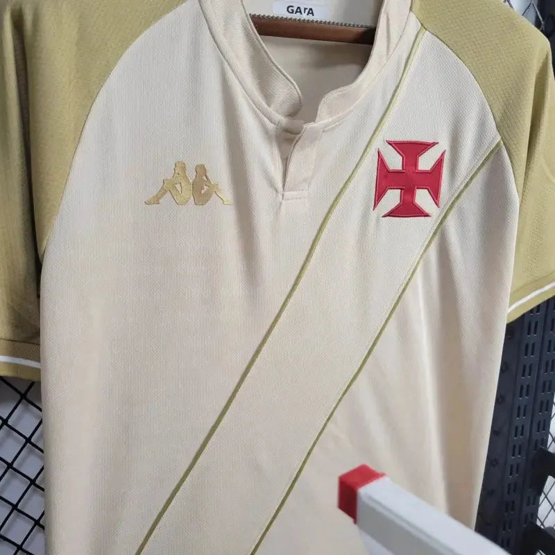 Camisa Vasco Third Away 24/25 - Torcedor Masculina Branca e Dourada + Patrocínios - Netmantos