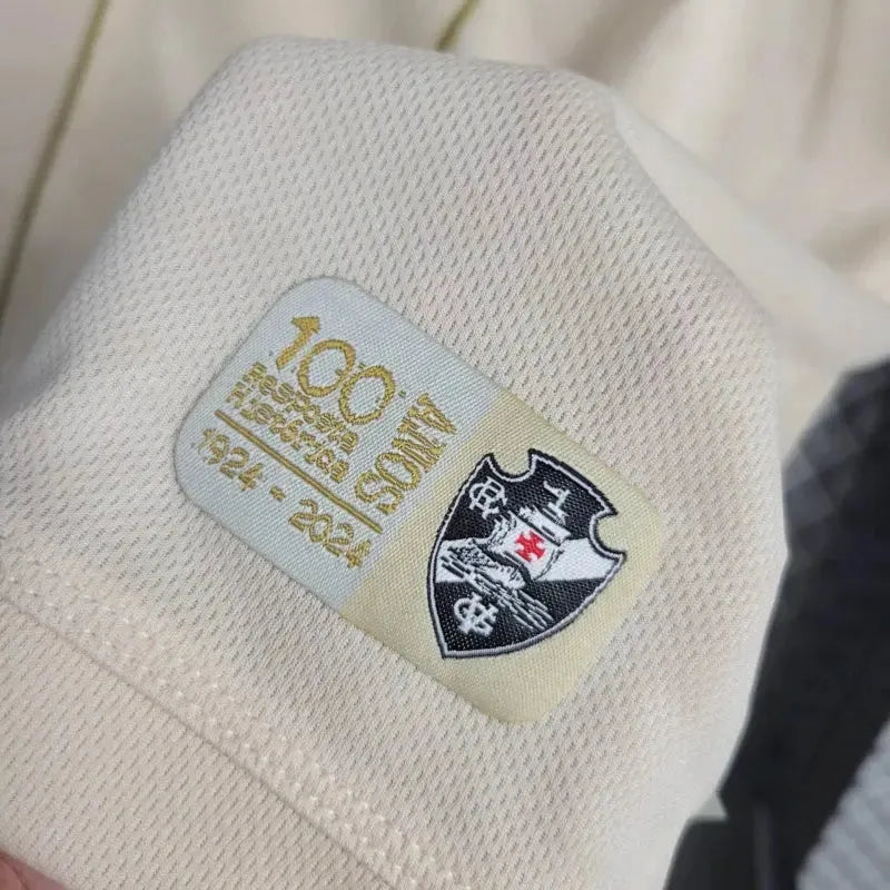 Camisa Vasco Third Away 24/25 - Torcedor Masculina Branca e Dourada + Patrocínios - Netmantos