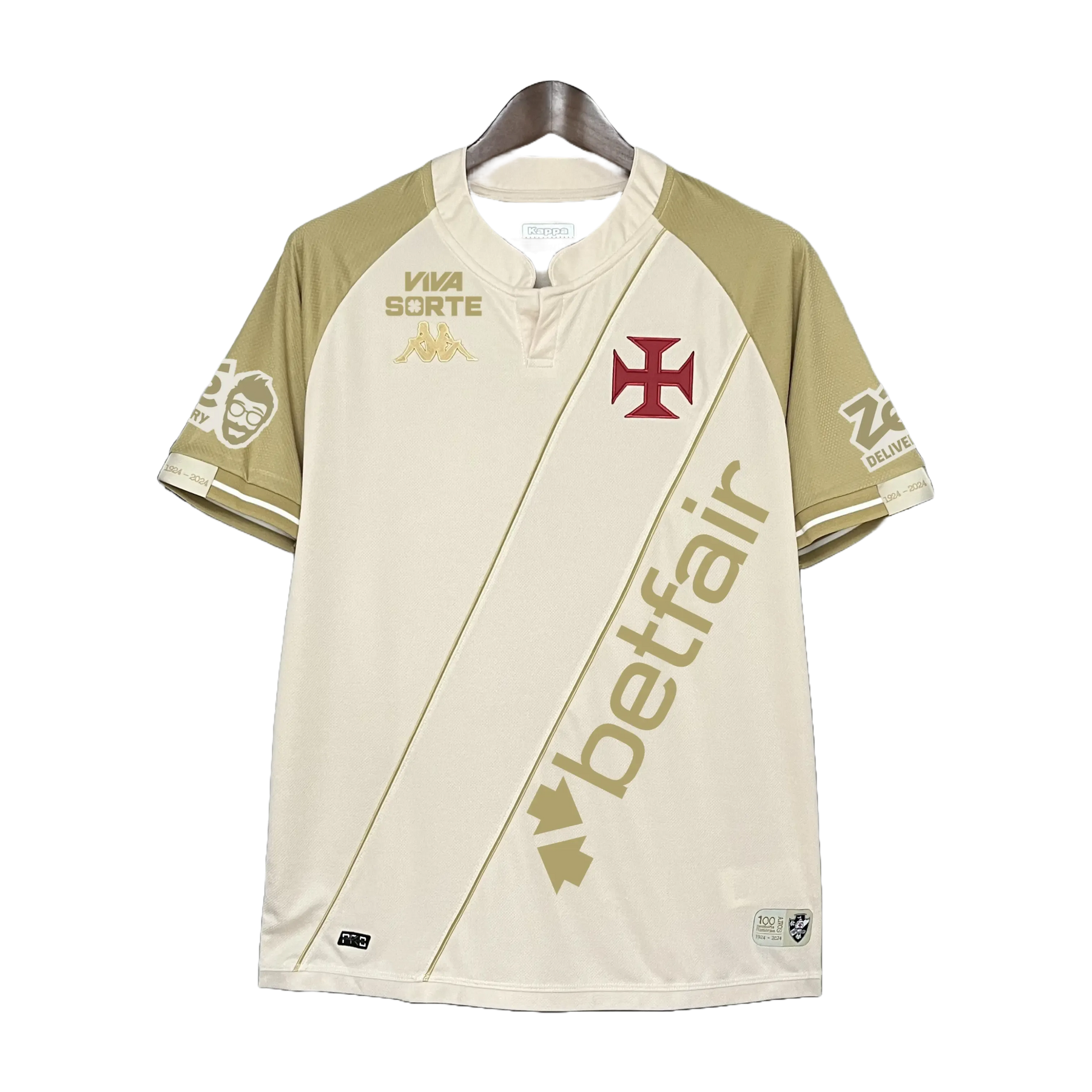 Camisa Vasco Third Away 24/25 - Torcedor Masculina Branca e Dourada + Patrocínios - Netmantos