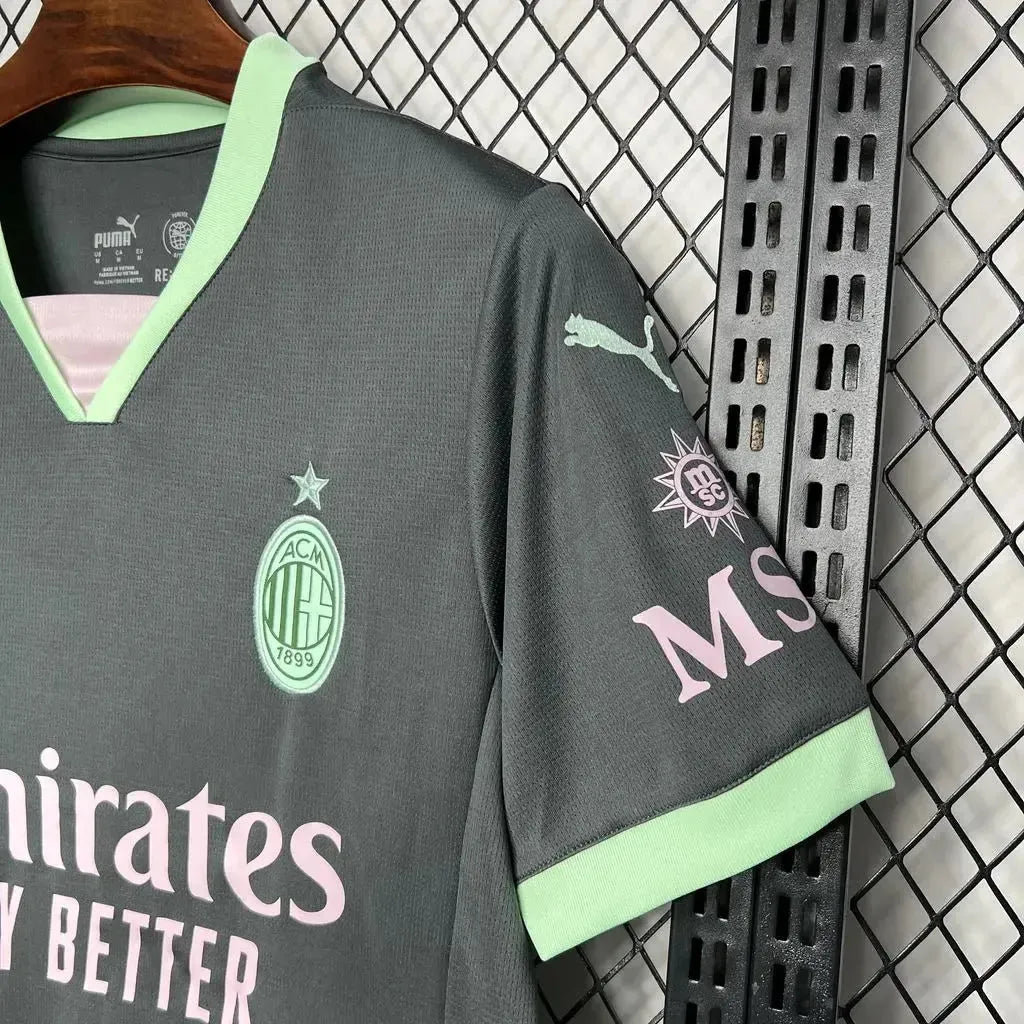 Camisa AC Milan Away Third 24/25 - Torcedor Masculina Preta e Verde - Netmantos