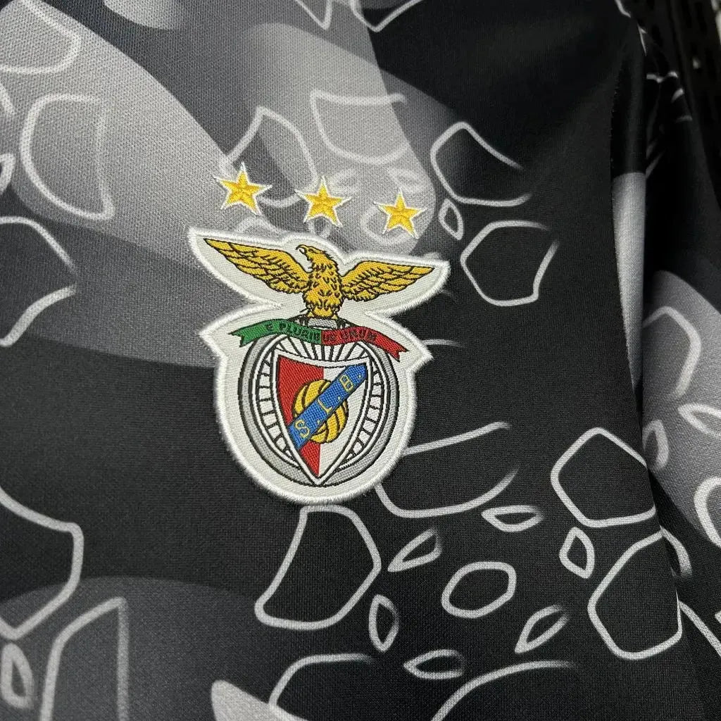 Camisa Benfica Treino 24/25 - Torcedor Masculina Preta e Branca - Netmantos