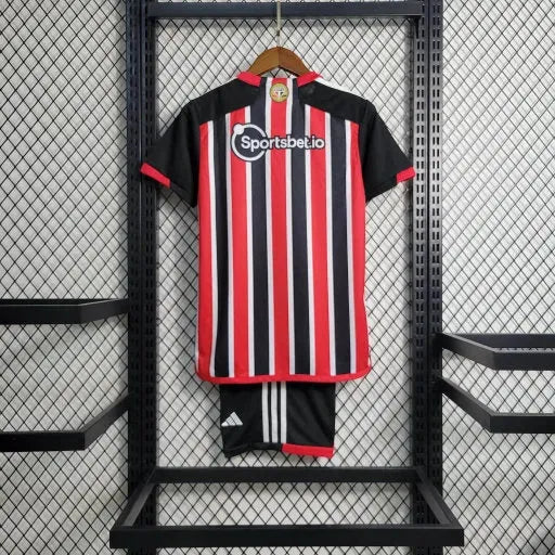 Camisa São Paulo Away 23/24 - Torcedor Infantil Preta e Vermelha - Netmantos