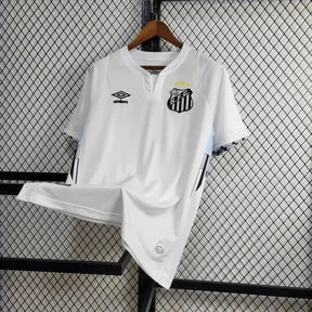 "Camisa Santista Home 24/25 - Torcedor Masculina Branca + Patrocínios - Netmantos"