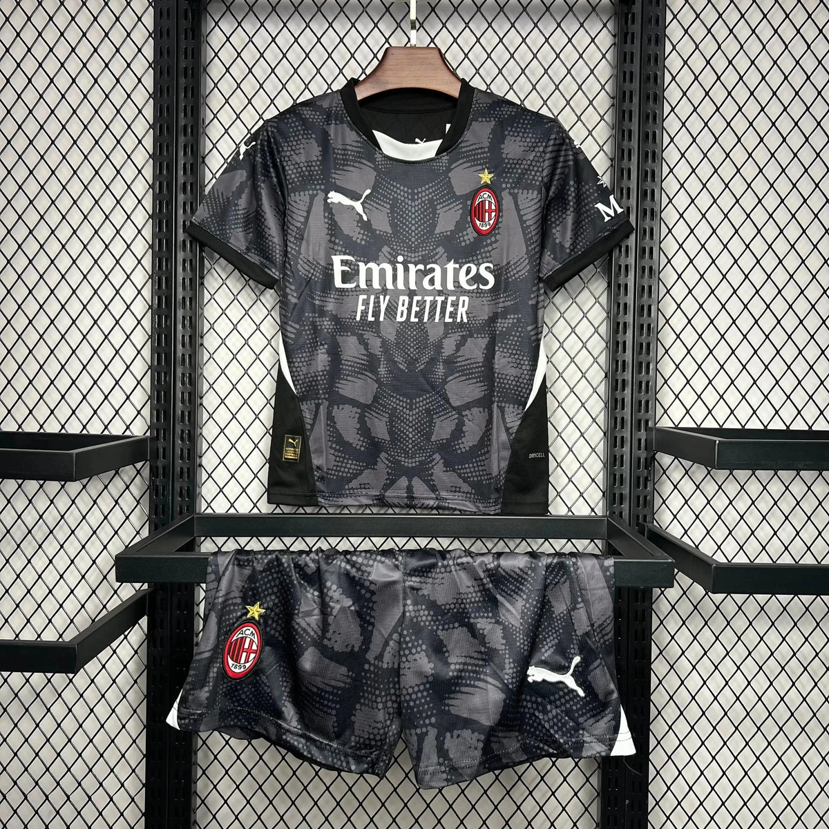 "Camisa AC Milan Goleiro 24/25 - Torcedor Infantil Preta - Netmantos"