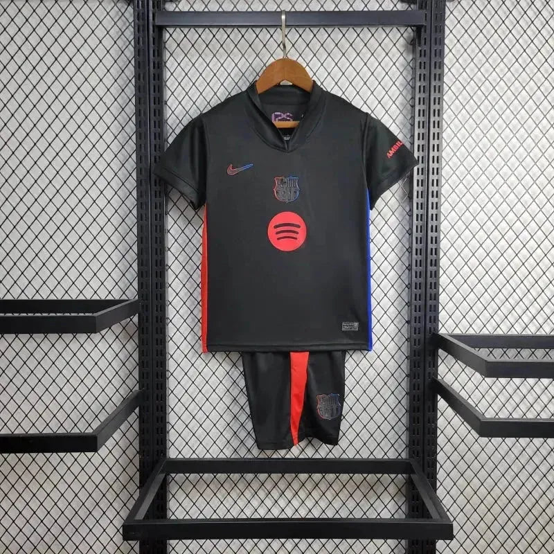 "Camisa Barcelona Away 24/25 - Torcedor Infantil Preta - Netmantos"