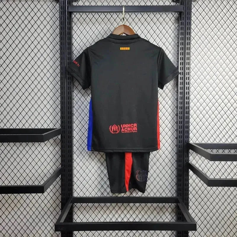 "Camisa Barcelona Away 24/25 - Torcedor Infantil Preta - Netmantos"