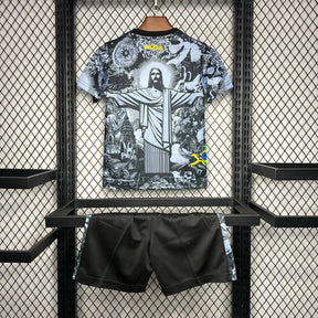 "Camisa Brasil Edição Especial Cristo Redentor 24/25 - Torcedor Infantil Cinza - Netmantos"