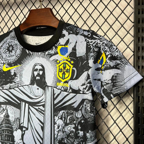"Camisa Brasil Edição Especial Cristo Redentor 24/25 - Torcedor Infantil Cinza - Netmantos"