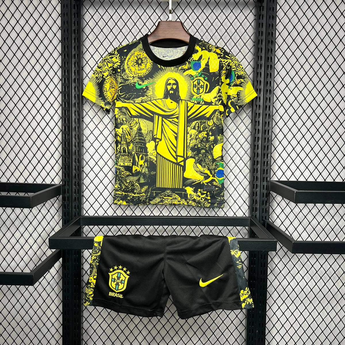 "Camisa Brasil Edição Especial Cristo Redentor 24/25 - Torcedor Infantil Amarela - Netmantos"