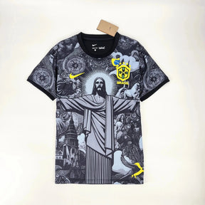 "Camisa Brasil Edição Especial Cristo Redentor - Torcedor Masculina Preta - Netmantos"