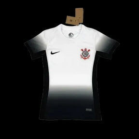 "Camisa Timão Home 24/25 - Torcedor Feminina Preta e Branca - Netmantos"