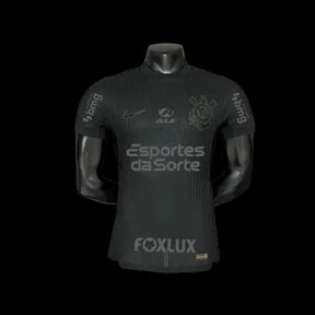 "Camisa Timão Away 24/25 - Jogador Masculina Preta + Patrocínios - Netmantos"