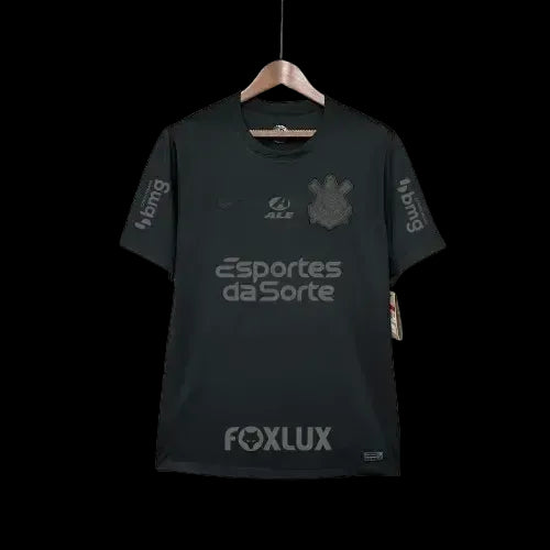 "Camisa Timão Away II 24/25 - Torcedor Masculina Preta + Patrocínios - Netmantos"