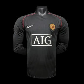 "Camisa Manchester United Away Retrô 2007/08 - Torcedor Masculina Preta Manga Longa - Netmantos"