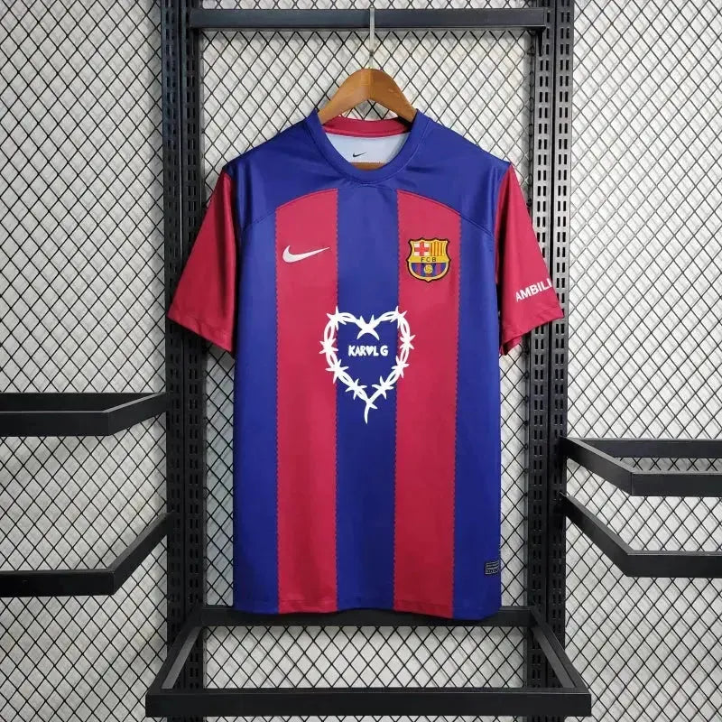 "Camisa Barcelona Karol G Home 23/24 - Torcedor Masculina Coração - Netmantos"
