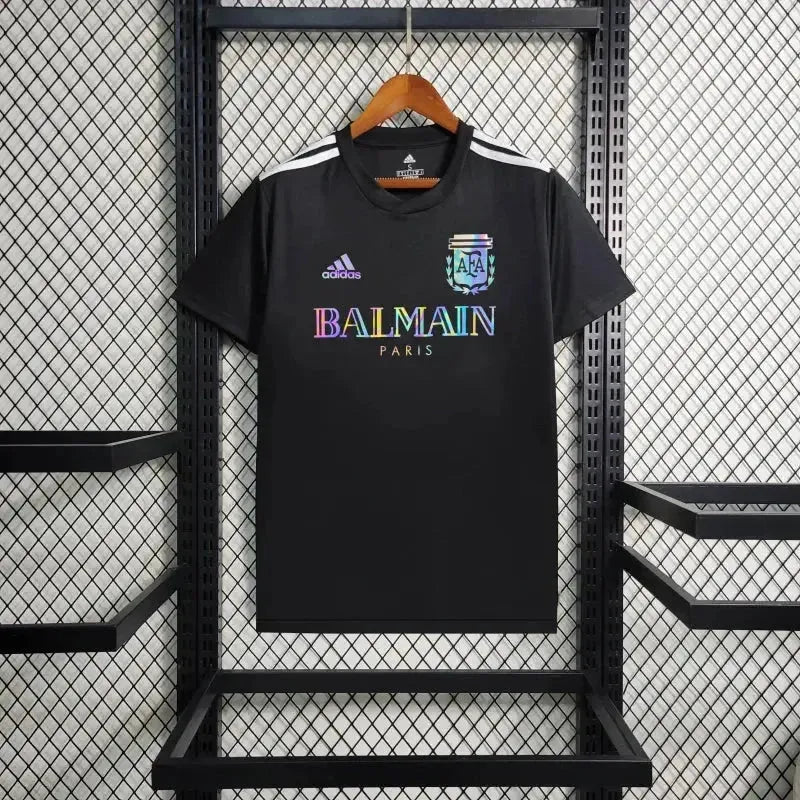 "Camisa Argentina BALMAIN 24/25 - Torcedor Masculina Refletiva Preta - Netmantos"