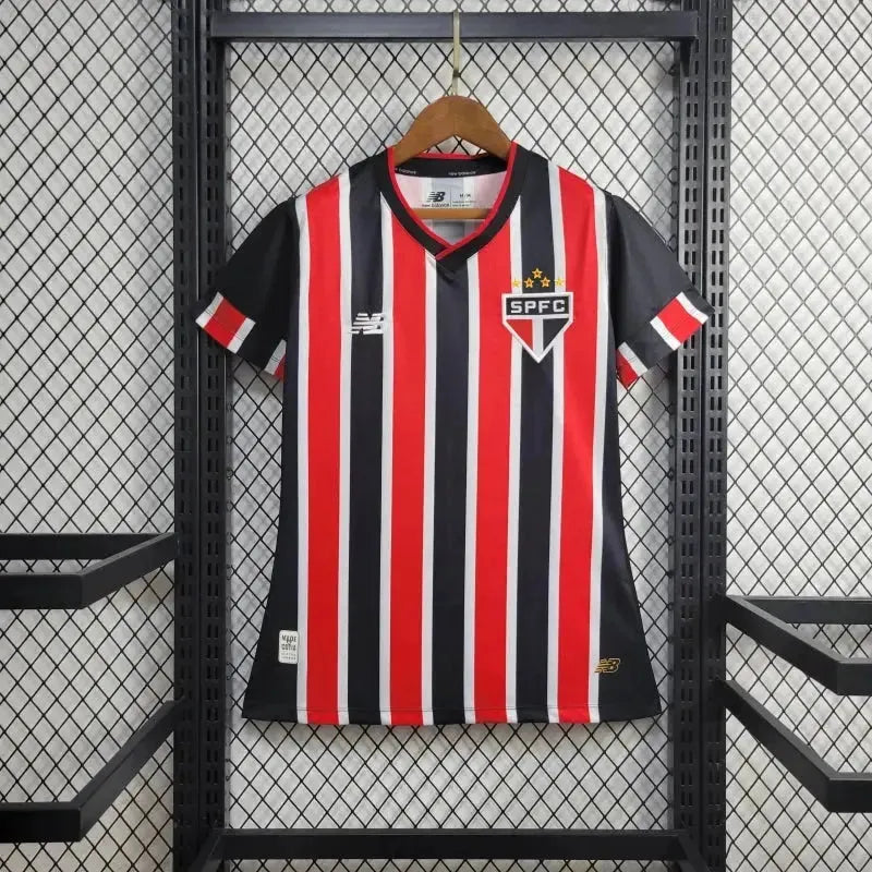 "Camisa São Paulo Away 24/25 - Torcedor Feminina Vermelha e Preta New Balance - Netmantos"
