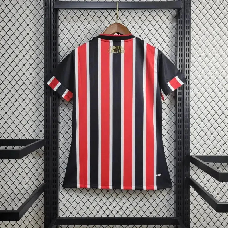 "Camisa São Paulo Away 24/25 - Torcedor Feminina Vermelha e Preta New Balance - Netmantos"