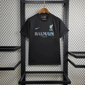"Camisa Liverpool BALMAIN 24/25 - Torcedor Masculina Refletiva Preta - Netmantos"