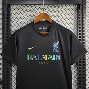 "Camisa Liverpool BALMAIN 24/25 - Torcedor Masculina Refletiva Preta - Netmantos"