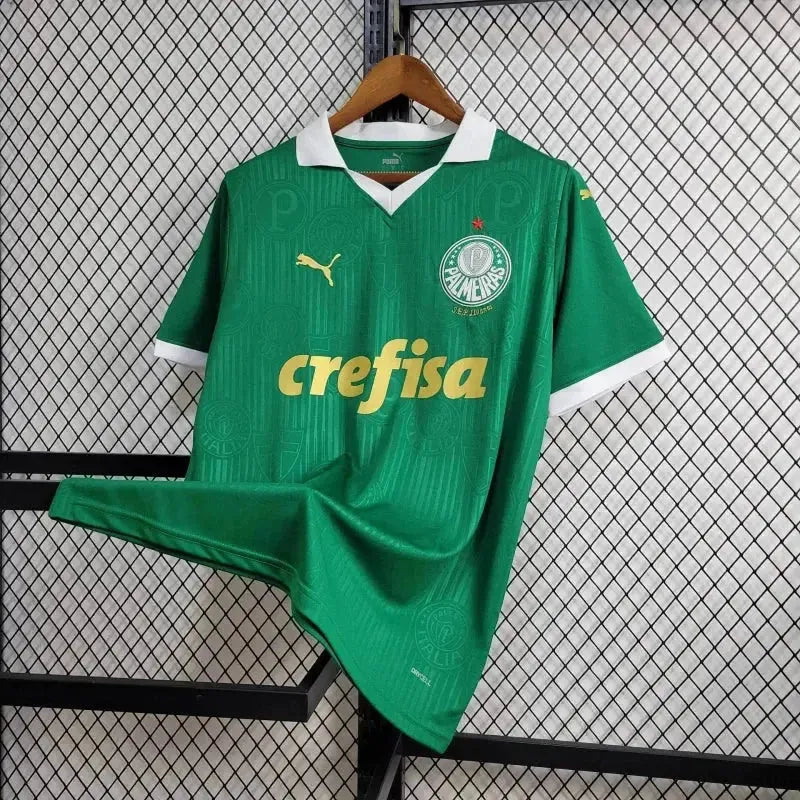 "Camisa Palmeiras Home 24/25 - Torcedor Masculina Verde + Patch Brasileirão e Avanti + Patrocínios - Netmantos"