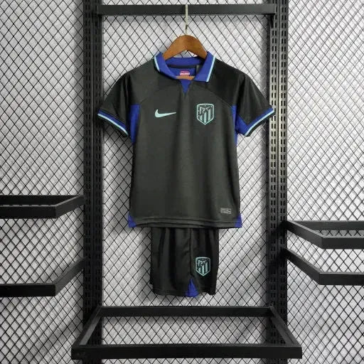 "Camisa Atlético de Madrid Away 22/23 - Torcedor Infantil Preta - Netmantos"