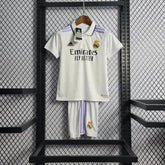 "Camisa Real Madrid Home 22/23 - Torcedor Infantil Branca e Roxa - Netmantos"