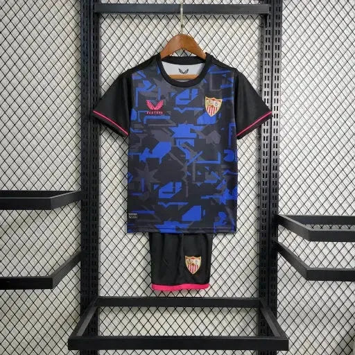 "Camisa Sevilla Away 23/24 - Torcedor Infantil Preta - Netmantos"