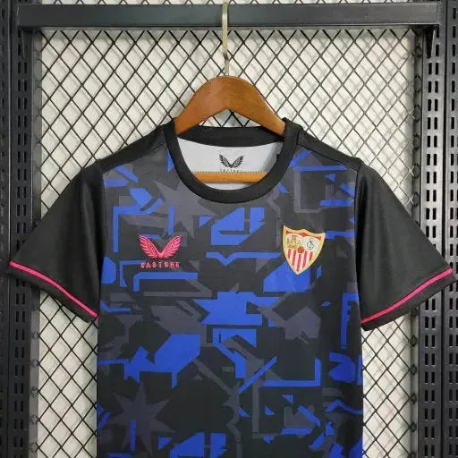 "Camisa Sevilla Away 23/24 - Torcedor Infantil Preta - Netmantos"