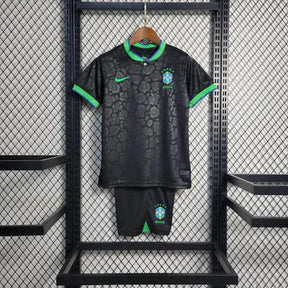 "Camisa Brasil Leopardo 22/23 - Torcedor Infantil Preta e Verde - Netmantos"
