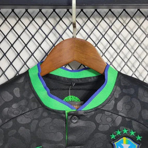 "Camisa Brasil Leopardo 22/23 - Torcedor Infantil Preta e Verde - Netmantos"