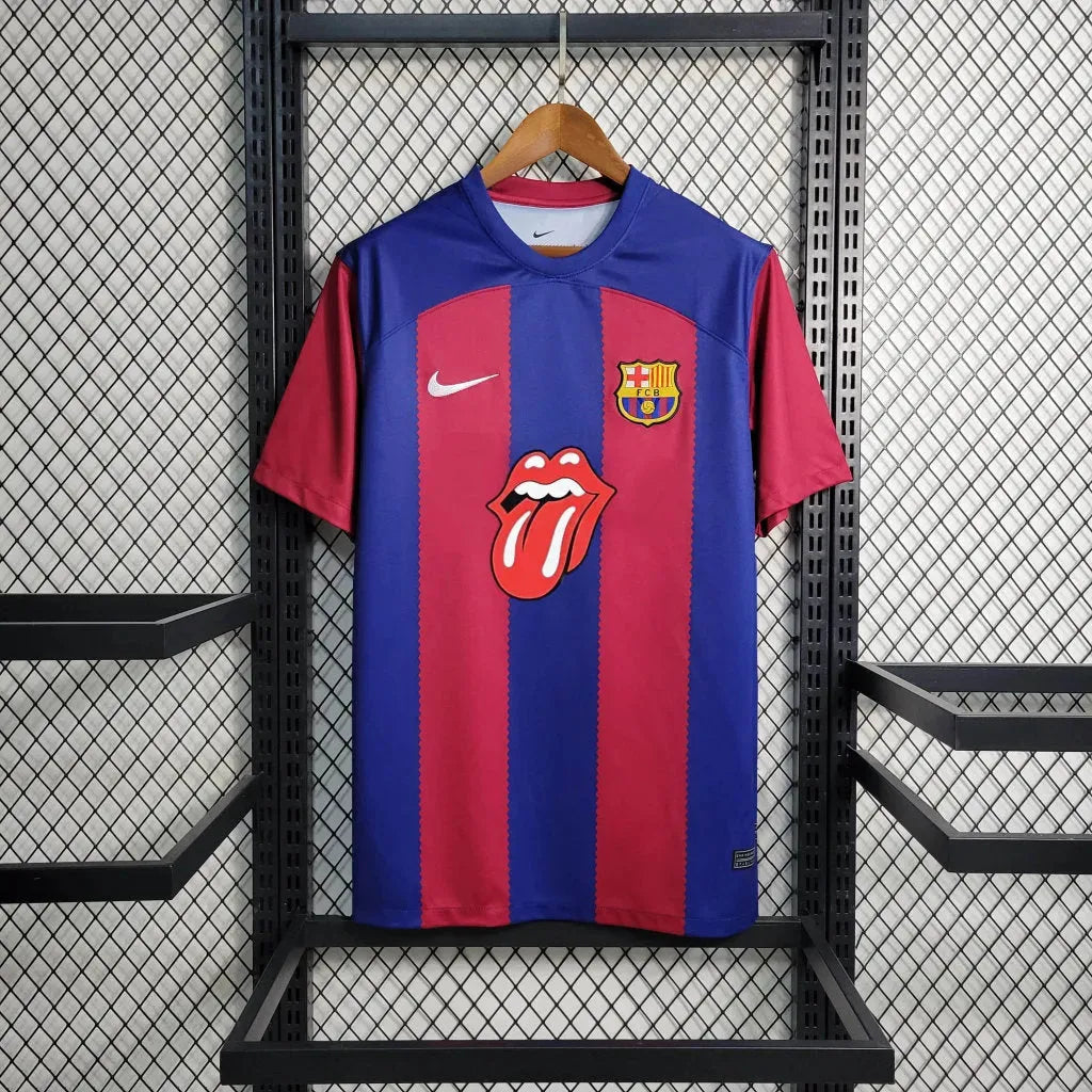 "Camisa Barcelona Rolling Stones Home 23/24 - Torcedor Masculina - Netmantos"