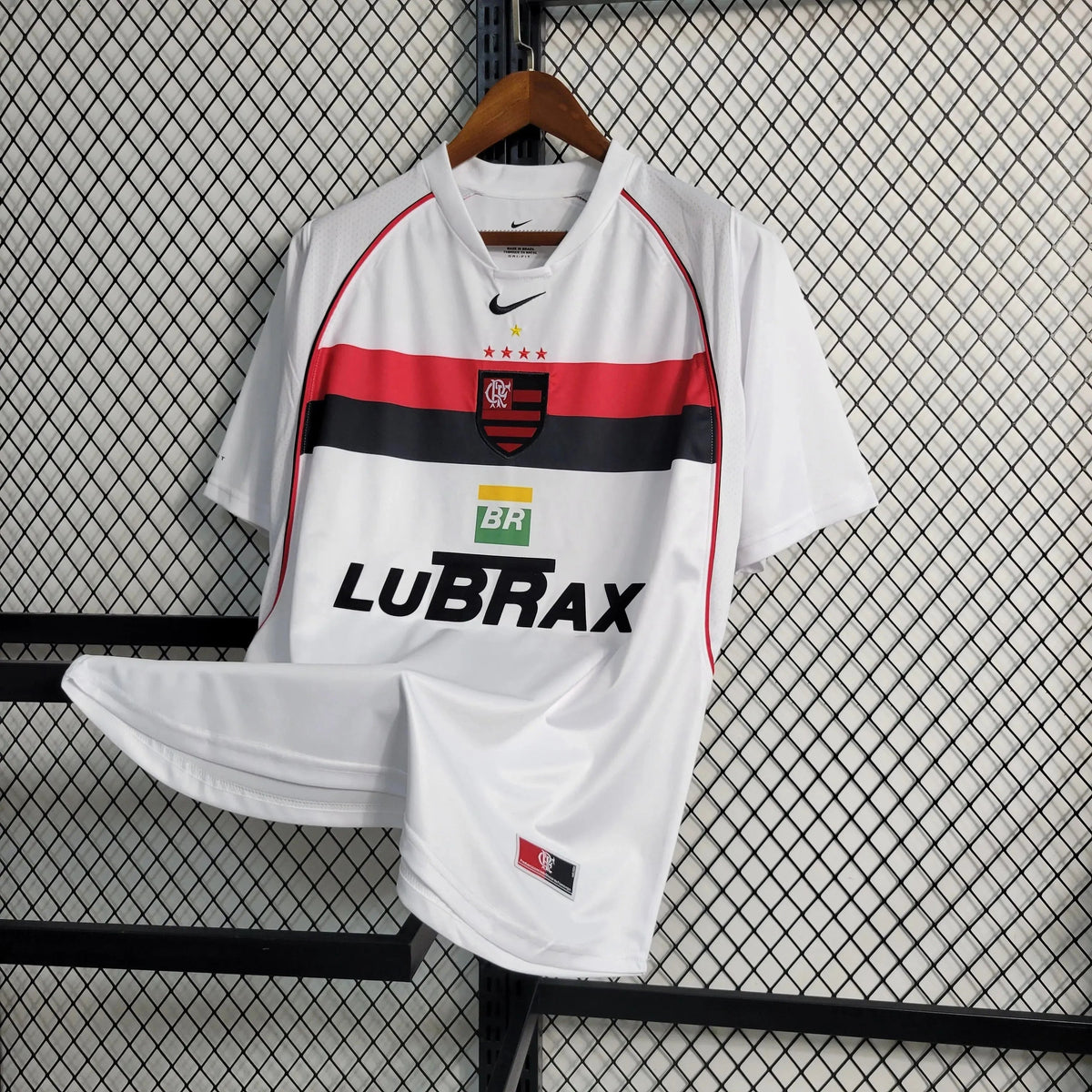 "Camisa Flamengo Retrô Away 2002 - Torcedor Masculina Branca LUBRAX - Netmantos"