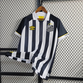 "Camisa Santista Away 23/24 - Torcedor Masculina Preta e Branca - Netmantos"