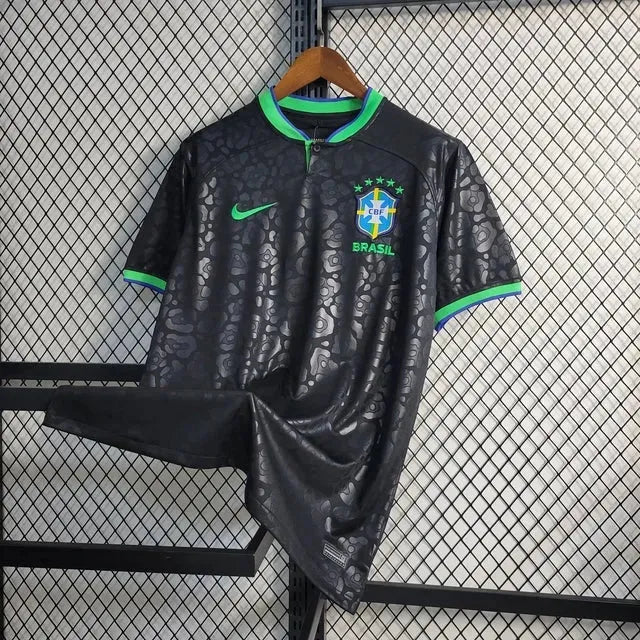 "Camisa Brasil Leopard 22/23 - Torcedor Masculina Preta - Netmantos"
